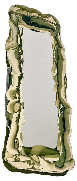 Modern Italian Green and White Resin Mirror by Gaetano Pesce Fish Design, 1980s