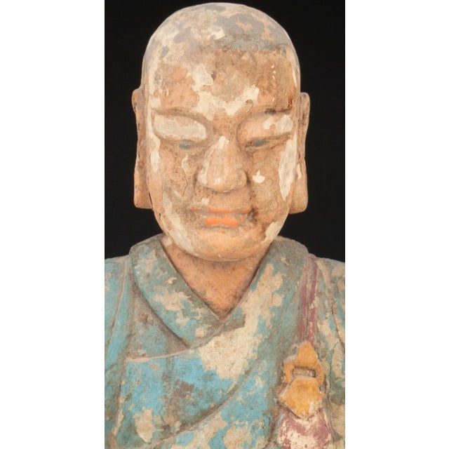 Large Antique Korean Carved Buddhist Figure Sculpture For Sale - Image 4 of 8