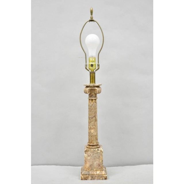 Vintage Italian Classical Carved Marble Corinthian Column Table Lamp For Sale - Image 13 of 13