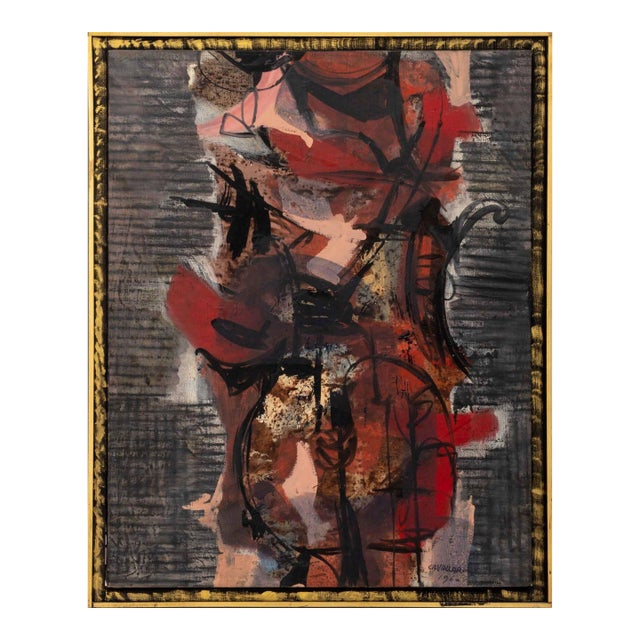 Vincent Cavallaro Abstraction Oil on Canvas, 1960 For Sale