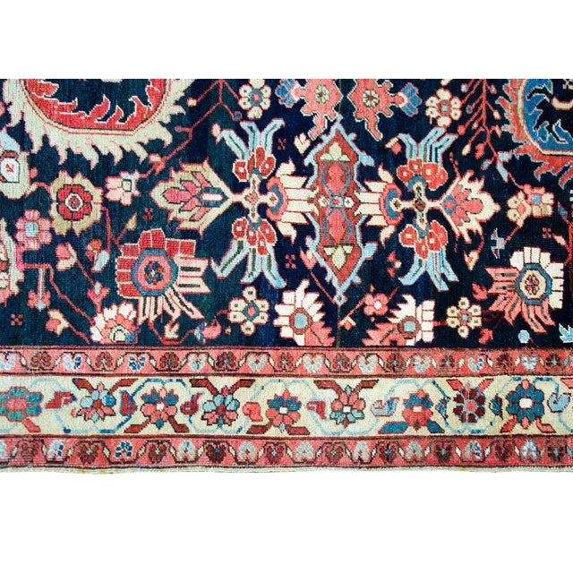 Navy Blue Early 20th Century Persian Heriz Rug For Sale - Image 8 of 14