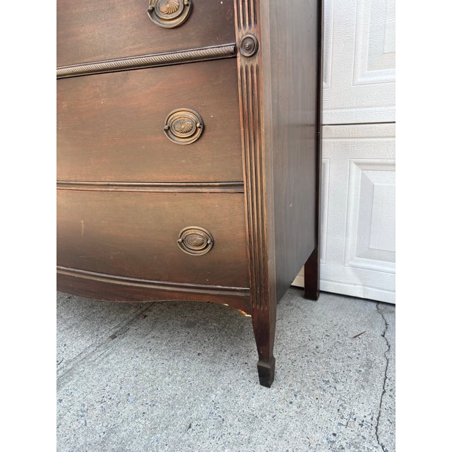 Brown Early 20th Century Federal Revival Mahogany Bowfront Chest of Drawers For Sale - Image 8 of 12