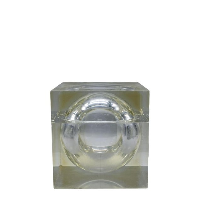 Mid-Century Modern Vintage Italian Storage Cube in Acrylic by Alessandro Albrizzi, 1970s For Sale - Image 3 of 9