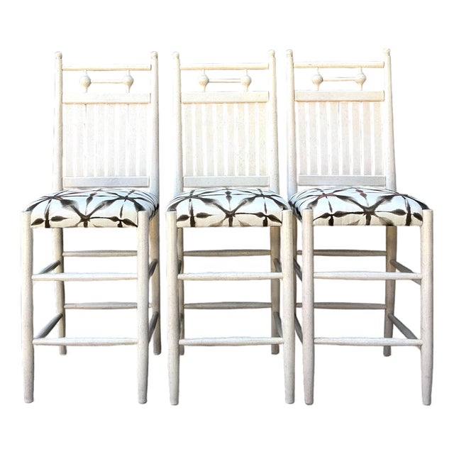 Vintage Slat Bar Stools - Set of 3 For Sale