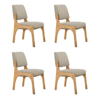 Arches II Dining Chairs in Oak and Bouclé by Insidherland, Set of 4 For Sale