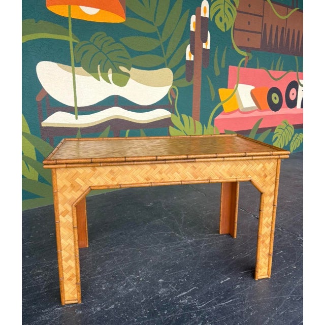 Herringbone Bamboo Writing Desk For Sale - Image 12 of 13