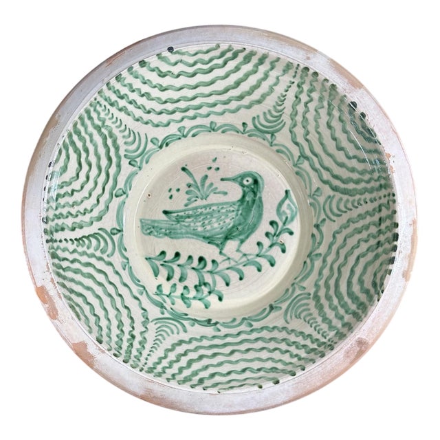 Large Spanish Fajalauza Ceramic Bowl from Lebrillo For Sale