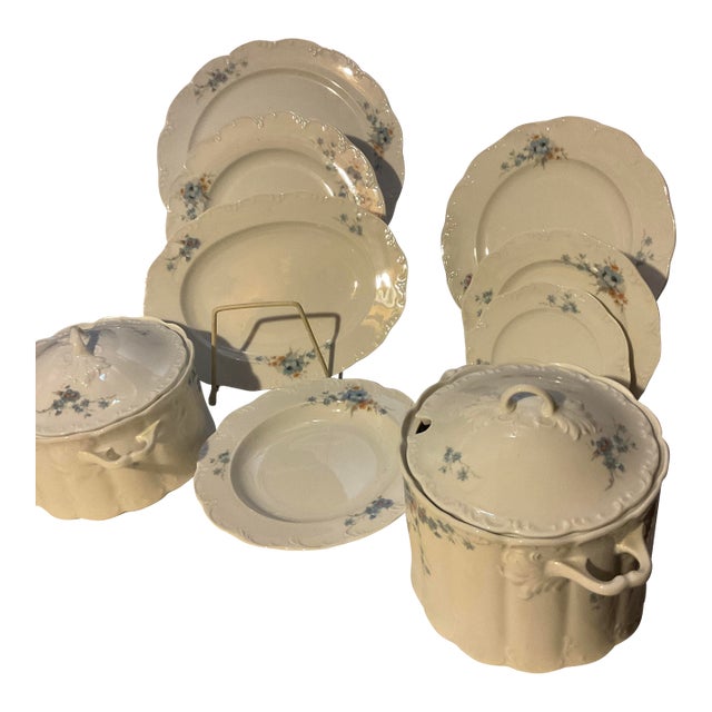 New 1980s Porcelain With Flowering Branch - Set of 50 Pieces For Sale