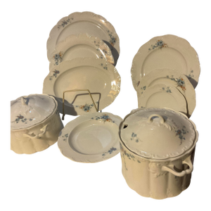 New 1980s Porcelain With Flowering Branch - Set of 50 Pieces