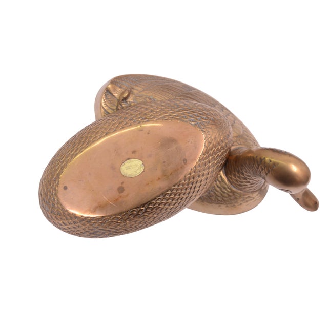 Metal Midcentury 10" Brass Duck Box For Sale - Image 7 of 8