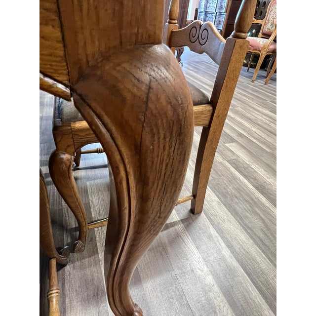 1960s Mid Century Belgian Light Oak Table and 6 Chair Set - Set of 7 For Sale - Image 10 of 12