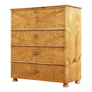 Swedish 1870s Birchwood Butler's Desk with Drop Front and Three Drawers For Sale