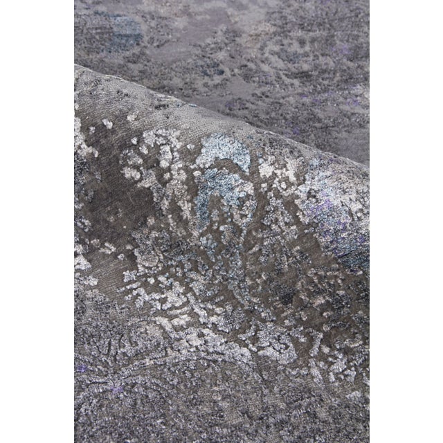 Not Yet Made - Made To Order Jordan Charcoal/Purple Hand knotted Wool/Viscose/Cotton Area Rug - 10'x14' For Sale - Image 5 of 9