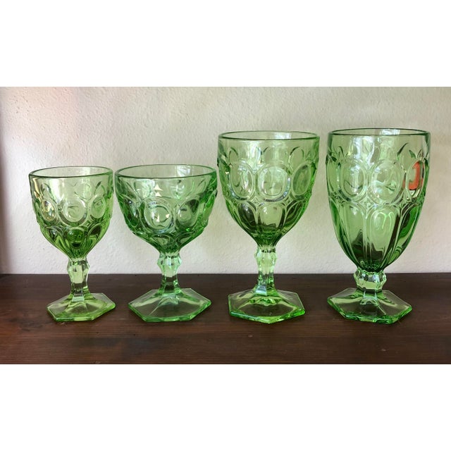 Mid-Century Modern Fostoria Green Moonstone Sherbet Glasses Set 4 For Sale - Image 3 of 10