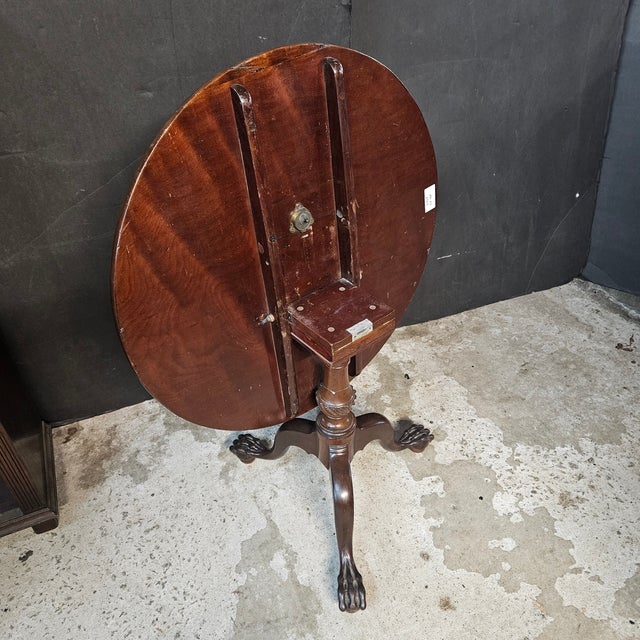 Late 19th Century Small Round Mahogany Chippendale Style Tilt Top Dining/Tea Table With Ball & Claw Feet For Sale - Image 4 of 16