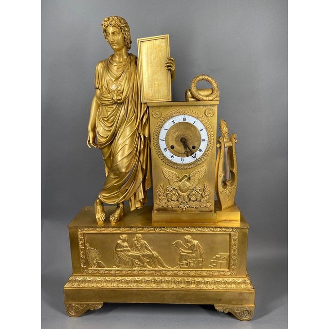 1810 French Empire Bronze Ormolu Mantel Clock 1pc For Sale - Image 14 of 14