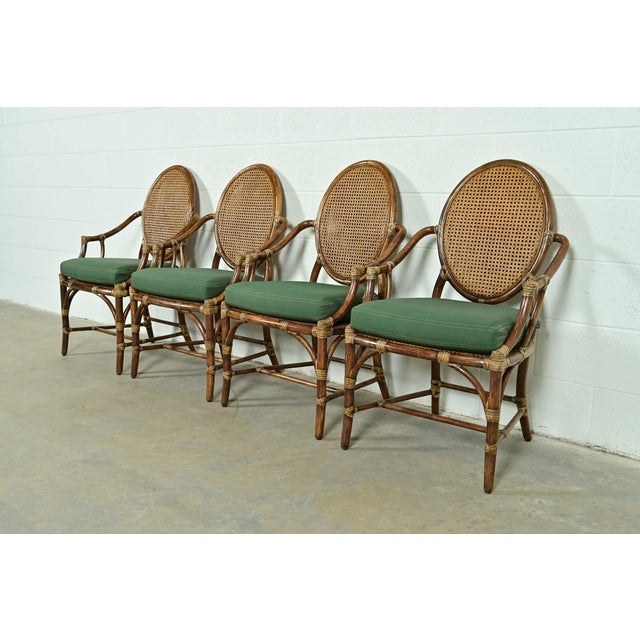 McGuire Hollywood Regency Organic Modern Bamboo and Cane Armchairs, Set of Four For Sale - Image 16 of 16