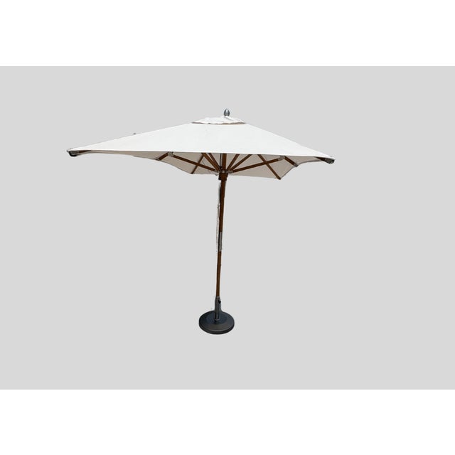 RH Premium Rectangular Teak Outdoor Umbrella With Weighted Base For Sale In Columbus - Image 6 of 15