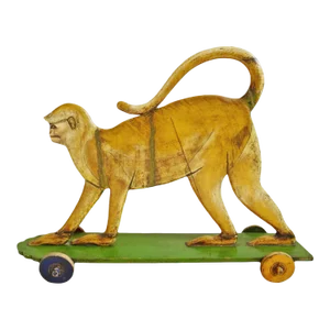 Vintage Wood Monkey on Wheels