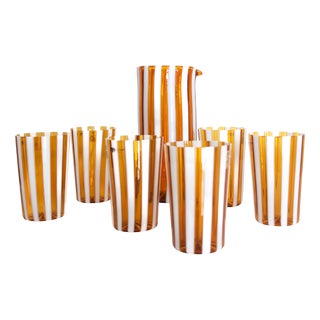 Salty Caramel Glass Tequila Drinking Glasses by Mariana Iskra for Ribes Studio, Set of 7 For Sale