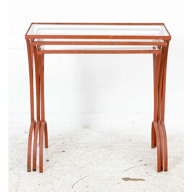 Mid-Century Modern Set of Mid Century Iron Nesting Tables For Sale - Image 3 of 7