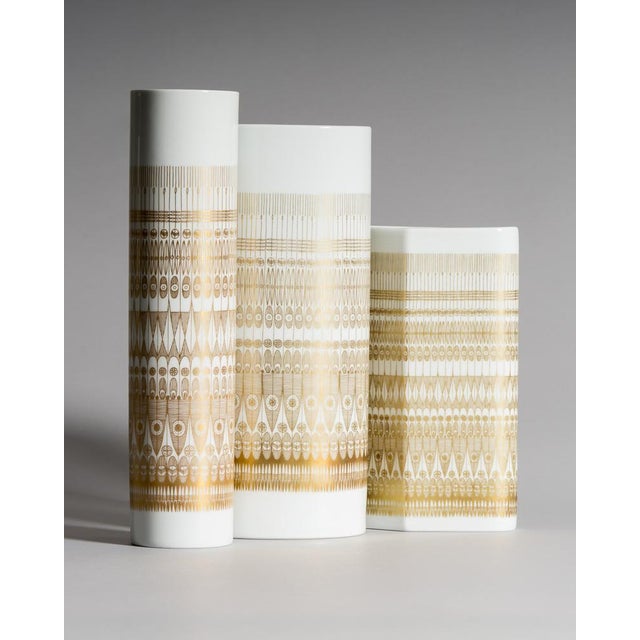 Mid-Century Modern Trio Gilded Porcelain Vases by Hans Theo Baumann & Tapio Wirkkala for Rosenthal Studio-Line, Germany, 1960s, Set of 3 For Sale - Image 3 of 18