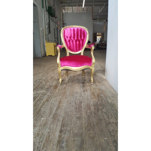 Victorian Antique Pink Velvet and Gold Chair Chairish