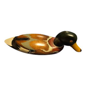 Vintage Hand-Painted, Wood-Carved Mallard Duck Decoy