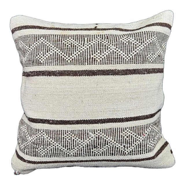Turkish Hemp Pillow Cushion Natural Beige Brown Pillow Cushion Cover 20"x20" For Sale