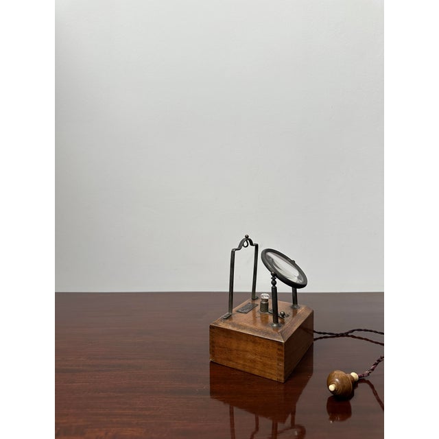 Wood Vintage Industrial Optician's Magnifying Desk Lamps by Aubrey Franks of Manchester, Set of 2 For Sale - Image 7 of 9