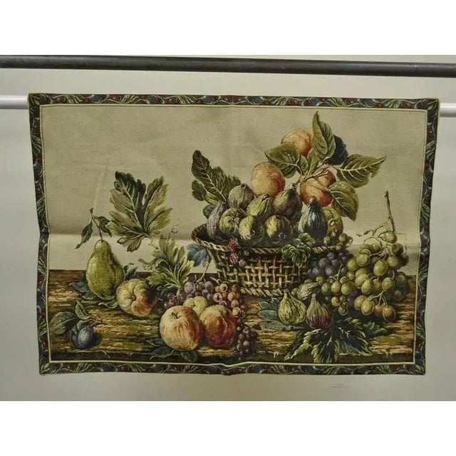 Textile French Wall Hanging Tapestry Aubusson Fruit Still Life Beige Background For Sale - Image 7 of 7