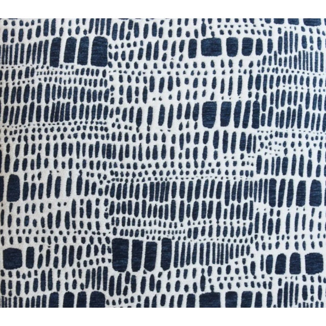 Back & White Abstract Modern Velvety Chenille Feather/Down Pillow 23” Square For Sale - Image 4 of 5