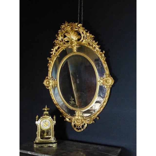 Large Antique Napoleon III Mirror with Reserves For Sale - Image 7 of 13