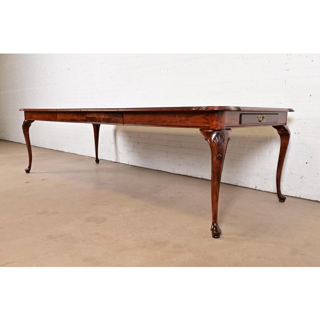 Ethan Allen Ethan Allen Queen Anne Solid Cherry Wood Extension Dining Table, Newly Refinished For Sale - Image 4 of 15