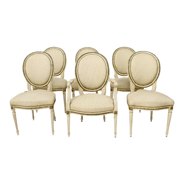 Early 20th Century French Louis XVI Style Set of 6 Dining Chairs For Sale
