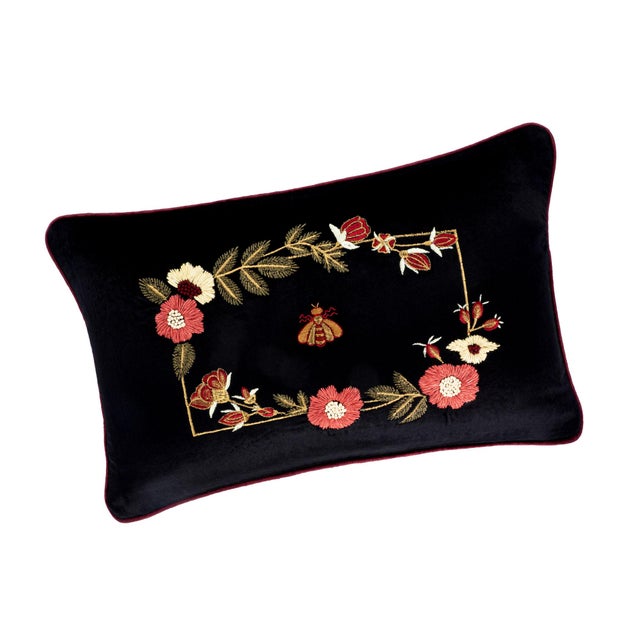 Bring opulence and charm to your living space with the Chouchou Touch Love Bee Silk Velvet Throw Pillow. Featuring...