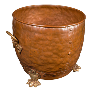 Antique Fireside Store, English, Handbeaten Copper, Coal Bin, Victorian, c.1900