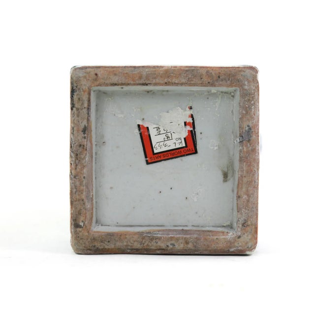 Antique Chinese Celadon-Ground Underglaze-Blue and White Square Vase With Phoenix Motif For Sale In New York - Image 6 of 12