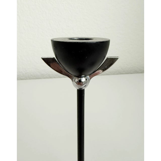 Art Deco Memphis Chrome Winged Candle Holders, a Pair For Sale - Image 3 of 9