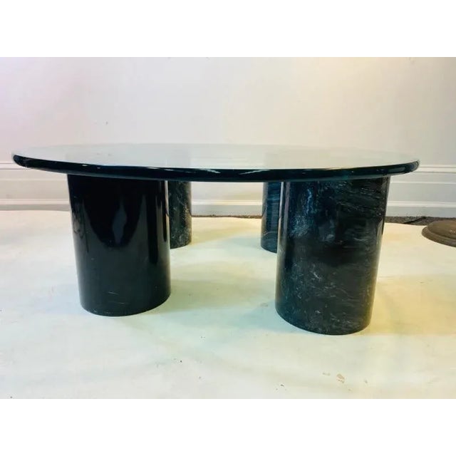 Modern 1980s Black Marble Cylinder Coffee Table in the Manner of Angelo Mangiarotti For Sale - Image 3 of 8