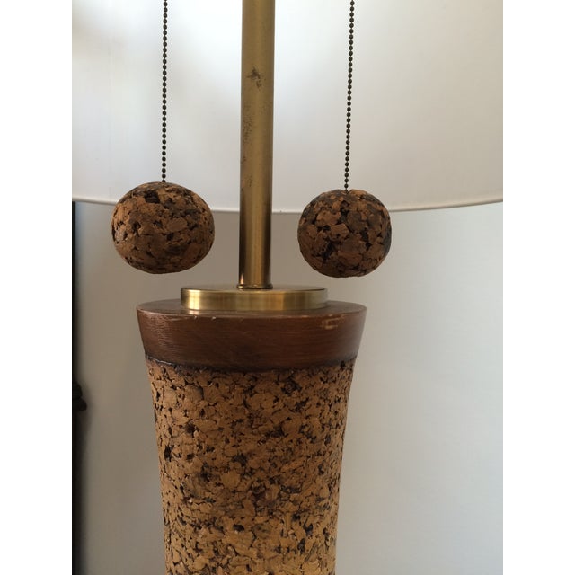 MidCentury Cork Floor Lamp With Linen Shade Chairish