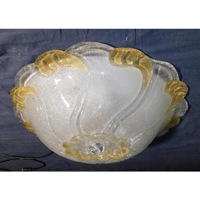 Italian 20th Century Italian Clear and Amber Murano Graniglia Flush Mount For Sale - Image 3 of 9