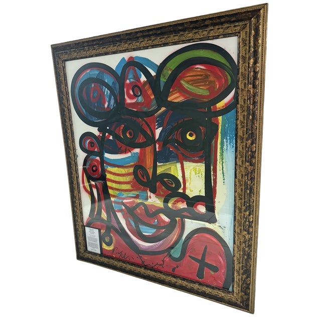 Late 20th Century Peter Keil Original Mixed Media Portrait Painting, 36" X 45", Framed For Sale In New York - Image 6 of 7