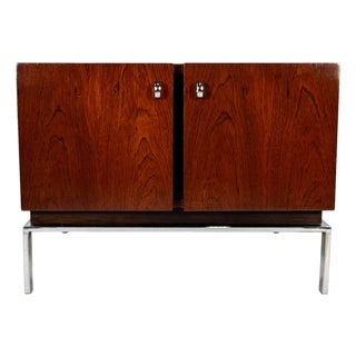 Vintage Mid Century Modern Architectural Rosewood Cabinet on Chrome Base For Sale