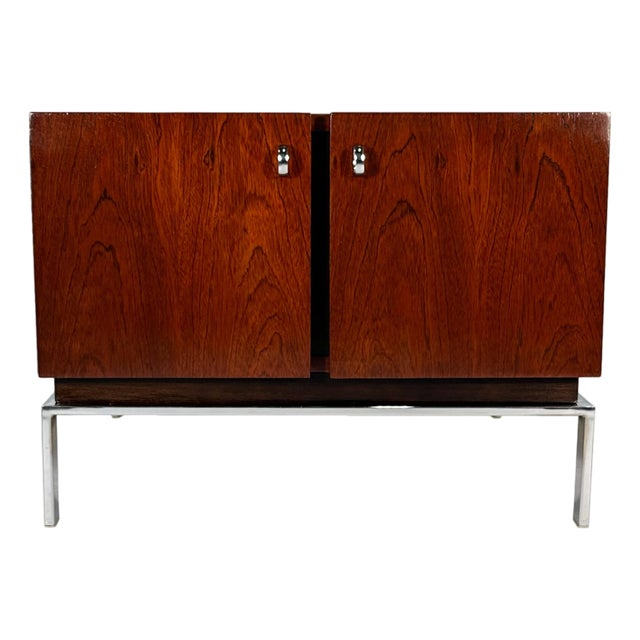 Vintage Mid Century Modern Architectural Rosewood Cabinet on Chrome Base For Sale