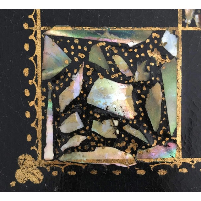 Late 19th Century Victorian Papier Mache & Mother of Pearl Chess and Backgammon Games Box For Sale - Image 5 of 7