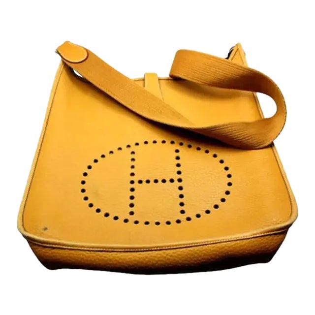 Hermes Evelyne Dark Tan Clemence Leather GM Handbag Purse For Sale