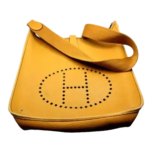 Hermes Evelyne Dark Tan Clemence Leather GM Handbag Purse