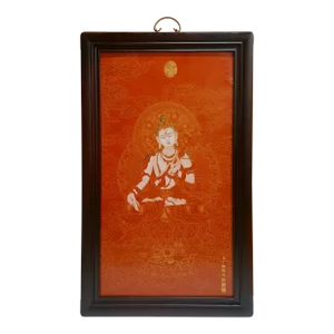 Chinese Framed Porcelain Buddhist Temple Plaque Saptalochana Tara