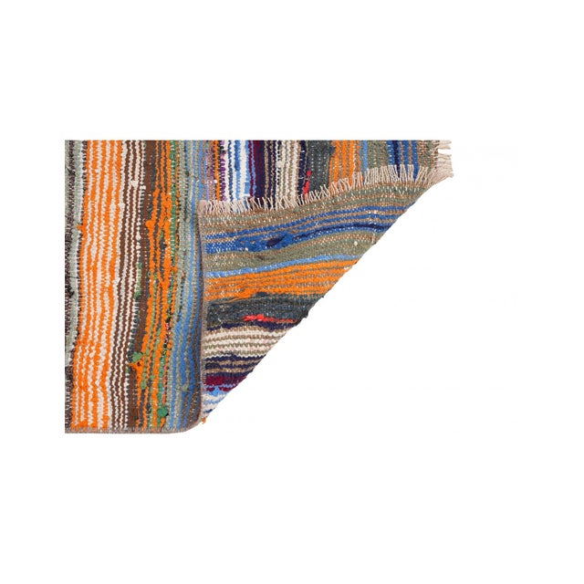 Mid-Century Modern Mini Vintage Striped Rag Rug - 1`10″ X 2`2″ For Sale - Image 3 of 3